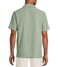 Rowm Short Sleeve Solid Terry Johnny Collar Shirt