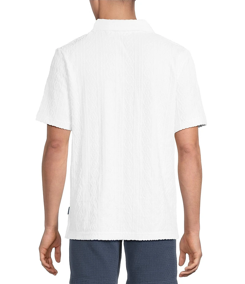 Rowm Short Sleeve Solid Terry Johnny Collar Shirt