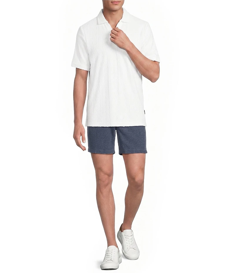 Rowm Short Sleeve Solid Terry Johnny Collar Shirt