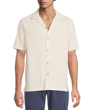 Rowm Short Sleeve Solid Textured Camp Shirt