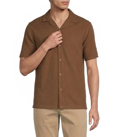 Rowm Short Sleeve Solid Textured Camp Shirt