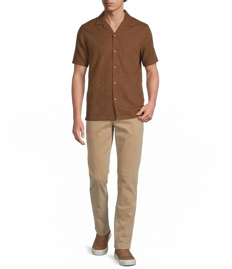 Rowm Short Sleeve Solid Textured Camp Shirt