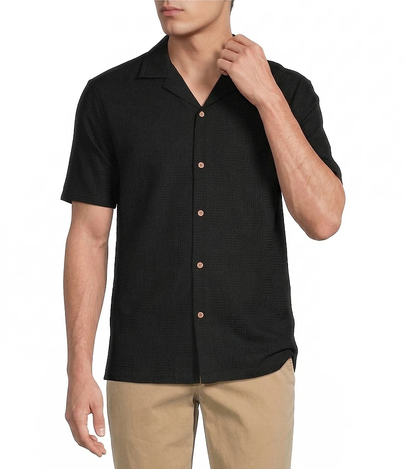 Rowm Short Sleeve Solid Textured Camp Shirt