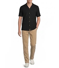 Rowm Short Sleeve Solid Textured Camp Shirt