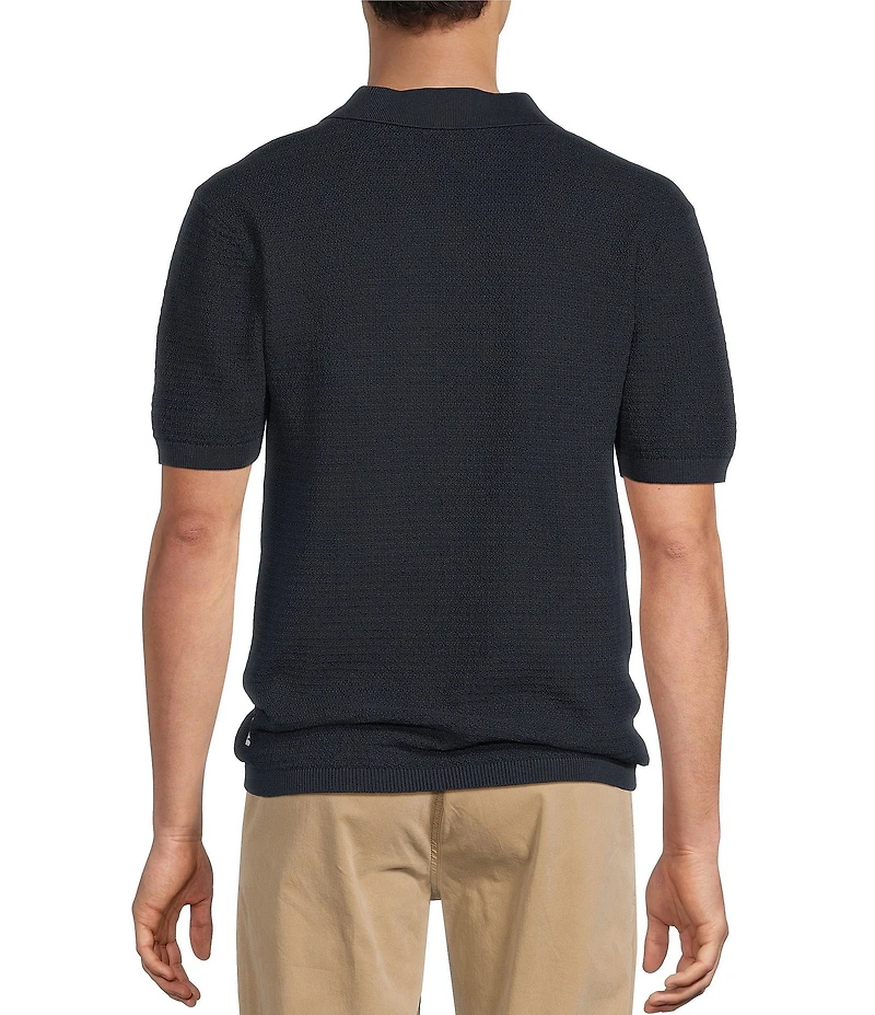 Rowm Short Sleeve Striped Knit Polo Shirt