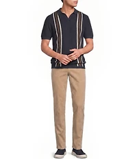 Rowm Short Sleeve Striped Knit Polo Shirt