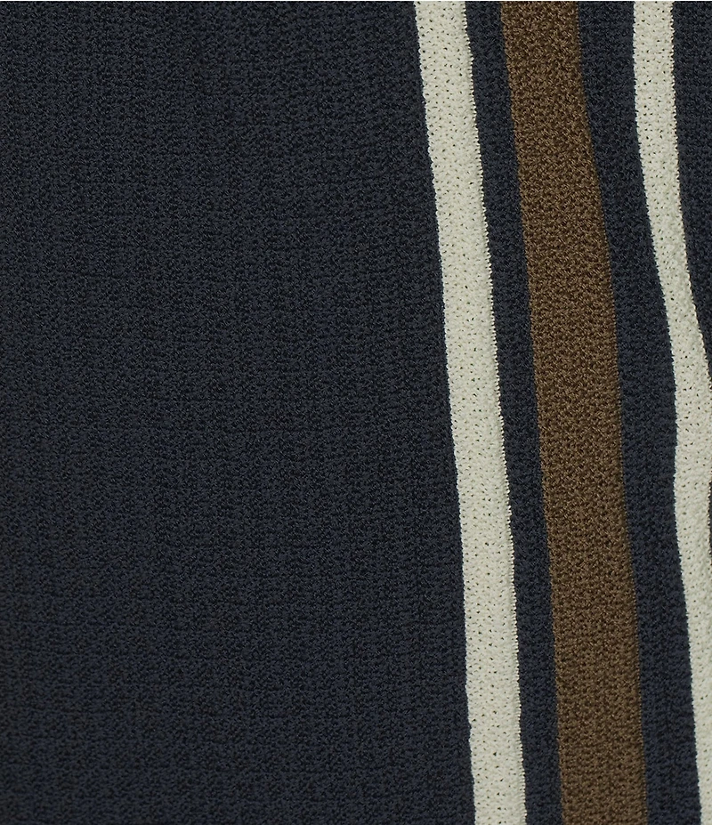 Rowm Short Sleeve Striped Knit Polo Shirt