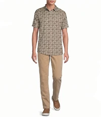 Rowm Short Sleeve Textured Batik Tile Print Shirt