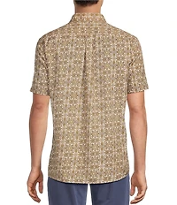 Rowm Short Sleeve Textured Cross Tile Print Shirt