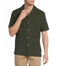 Rowm Short Sleeve Textured Embroidered Camp Shirt