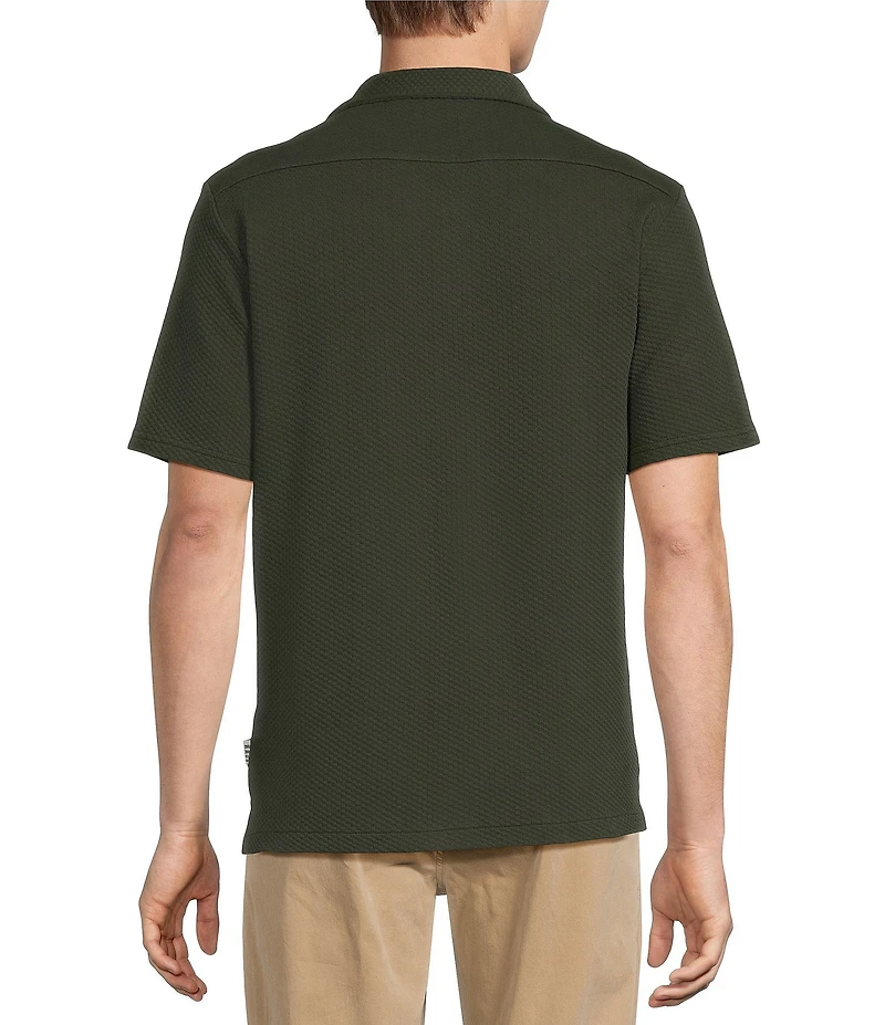 Rowm Short Sleeve Textured Embroidered Camp Shirt