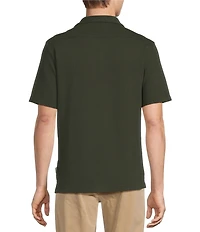 Rowm Short Sleeve Textured Embroidered Camp Shirt