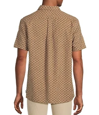 Rowm Short Sleeve Textured Floral Fan Print Shirt