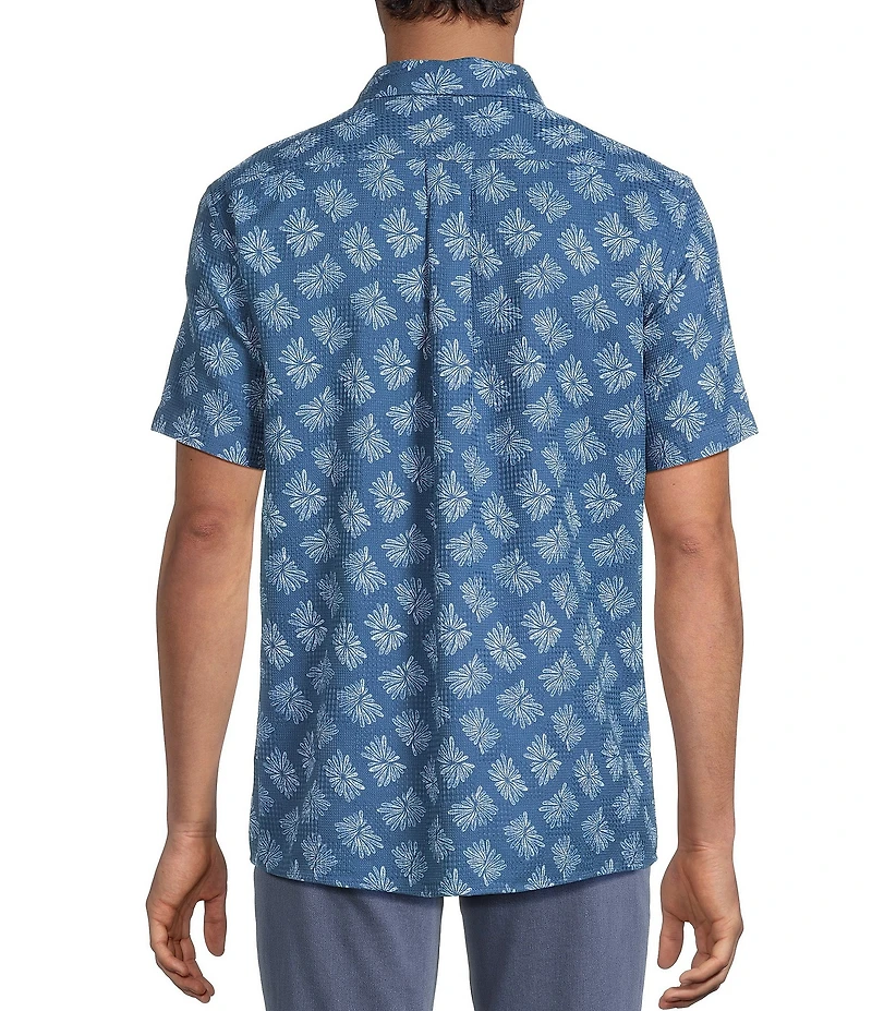 Rowm Short Sleeve Textured Floral Print Shirt