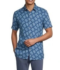 Rowm Short Sleeve Textured Floral Print Shirt