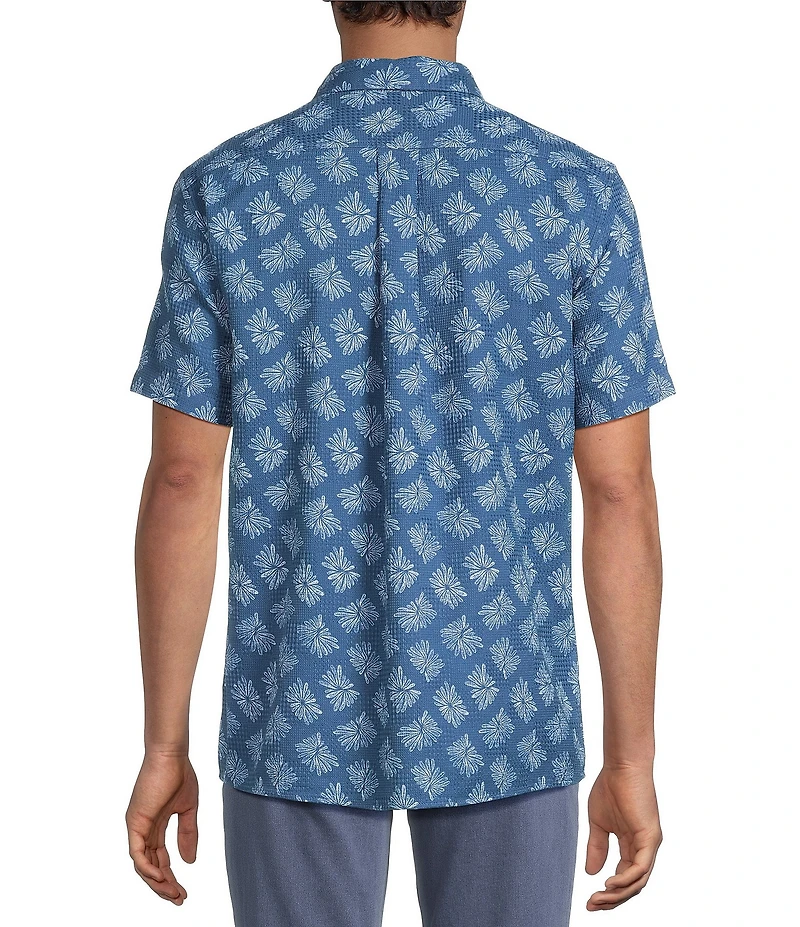 Rowm Short Sleeve Textured Floral Print Shirt