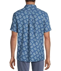 Rowm Short Sleeve Textured Floral Print Shirt