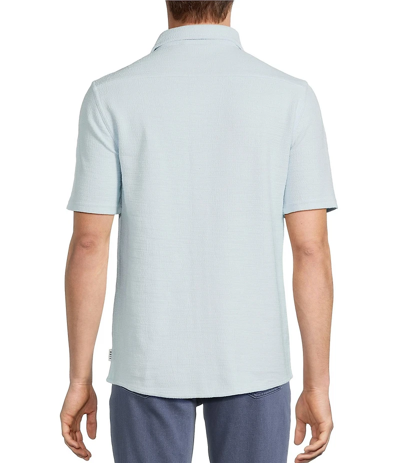 Rowm Short Sleeve Textured Solid Button Front Shirt