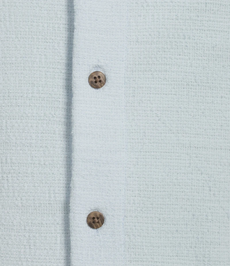 Rowm Short Sleeve Textured Solid Button Front Shirt