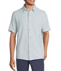 Rowm Short Sleeve Textured Solid Coatfront Shirt