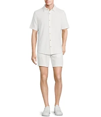 Rowm Short Sleeve Textured Solid Coatfront Shirt