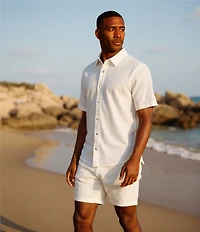 Rowm Short Sleeve Textured Solid Coatfront Shirt