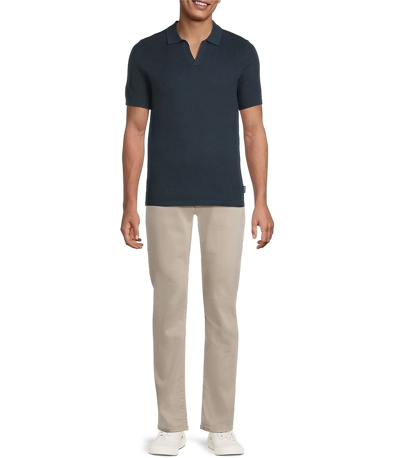 Rowm Short Sleeve Textured Solid Knit Sweater Shirt