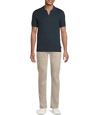Rowm Short Sleeve Textured Solid Knit Sweater Shirt