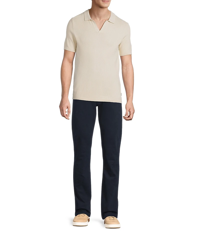 Rowm Short Sleeve Textured Solid Knit Sweater Shirt