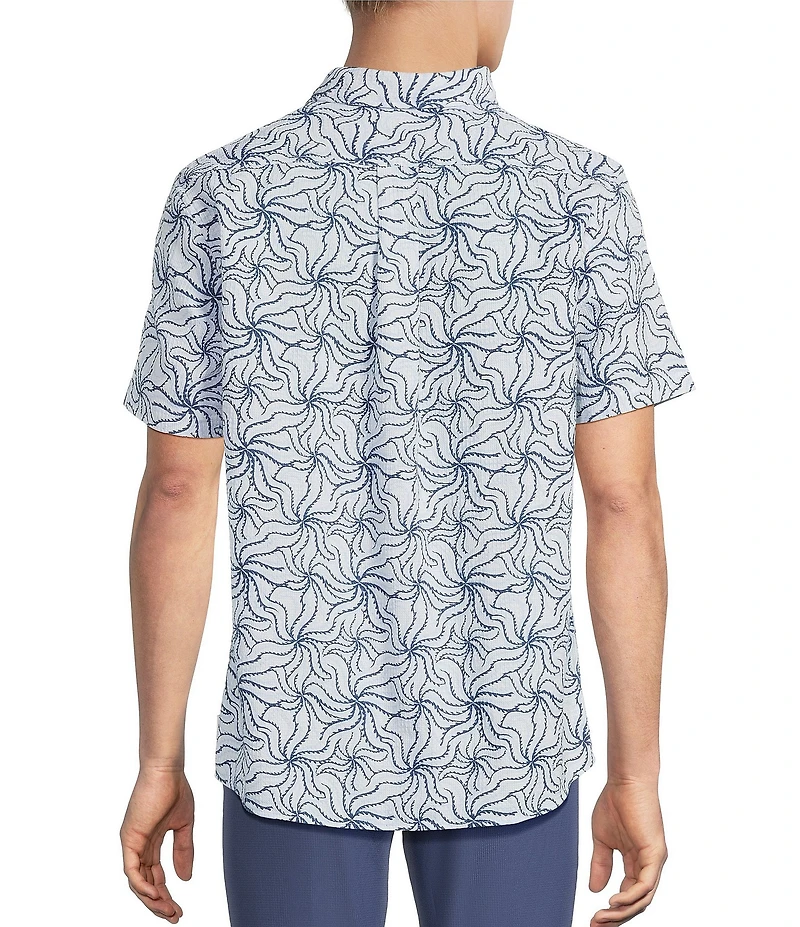 Rowm Short Sleeve Textured Swirl Print Shirt