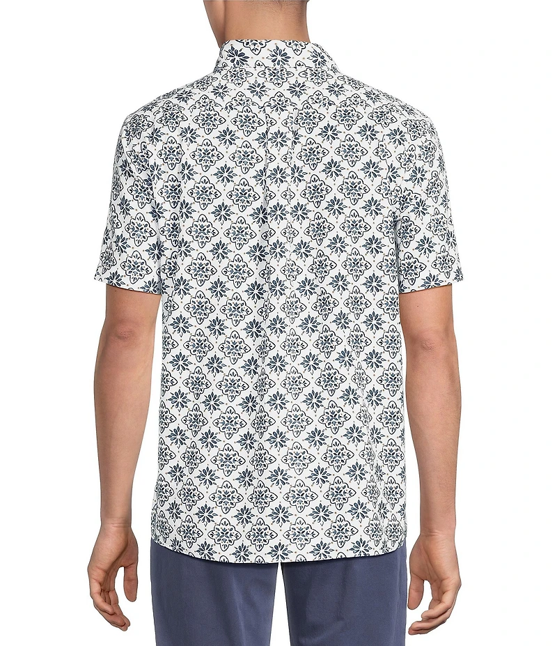 Rowm Short Sleeve Textured Tile Print Shirt