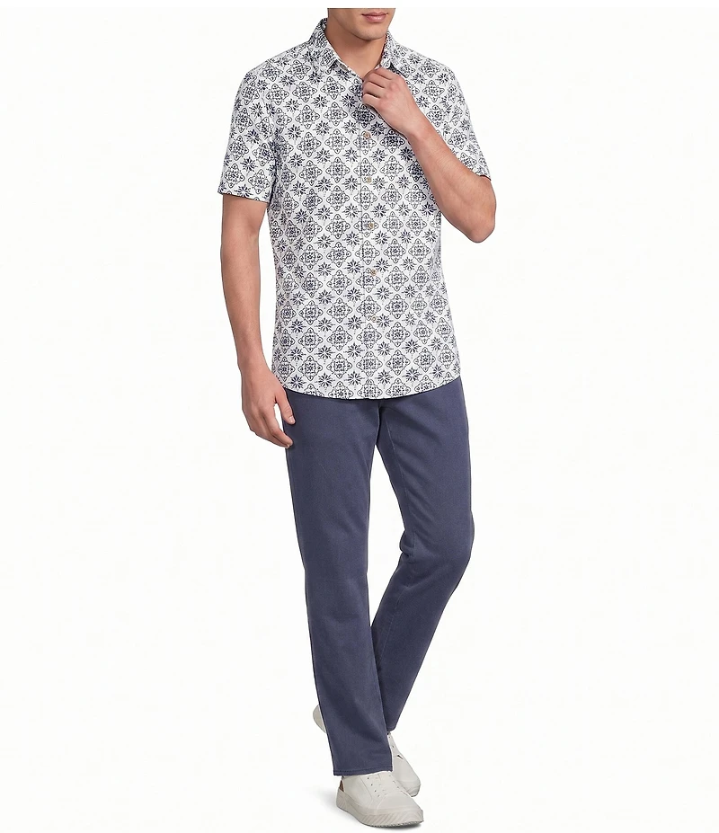 Rowm Short Sleeve Textured Tile Print Shirt