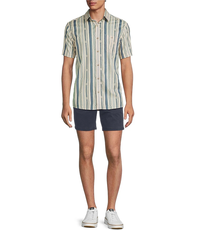 Rowm Short Sleeve Western Stripe Print Shirt