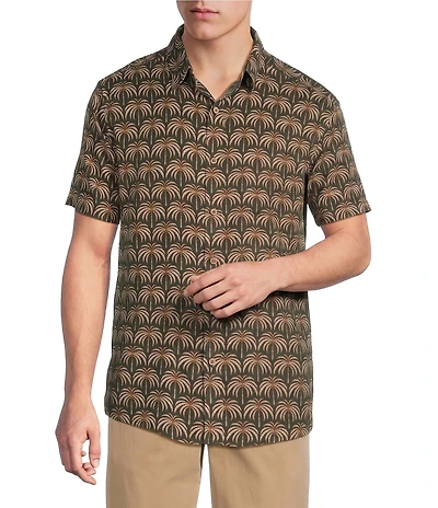 Rowm Short Sleeve Zig Palm Print Shirt