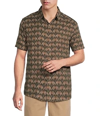 Rowm Short Sleeve Zig Palm Print Shirt