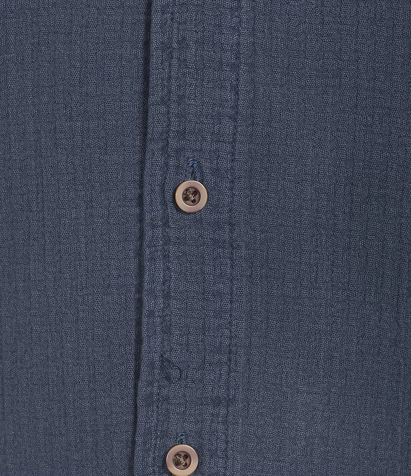 Rowm Solid Texture Short Sleeve Point Collar Button Front Shirt