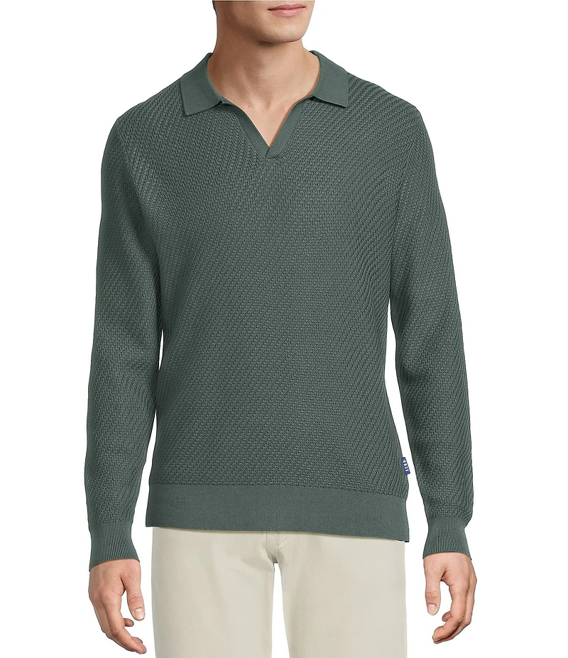 Rowm Textured Johnny Collar Sweater
