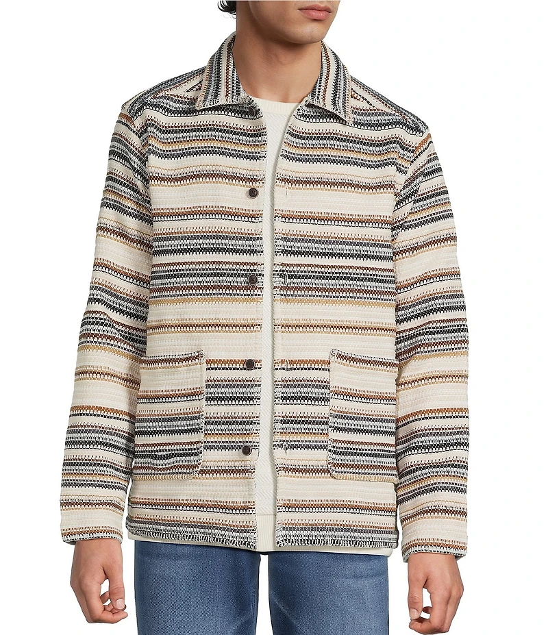 Rowm The Drifter Jacquard Long Sleeve Stripe Chore Jacket