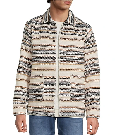 Rowm The Drifter Jacquard Long Sleeve Stripe Chore Jacket