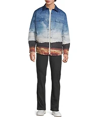 Rowm The Drifter Long Sleeve Western Landscape Printed Scenic Shirt Jacket