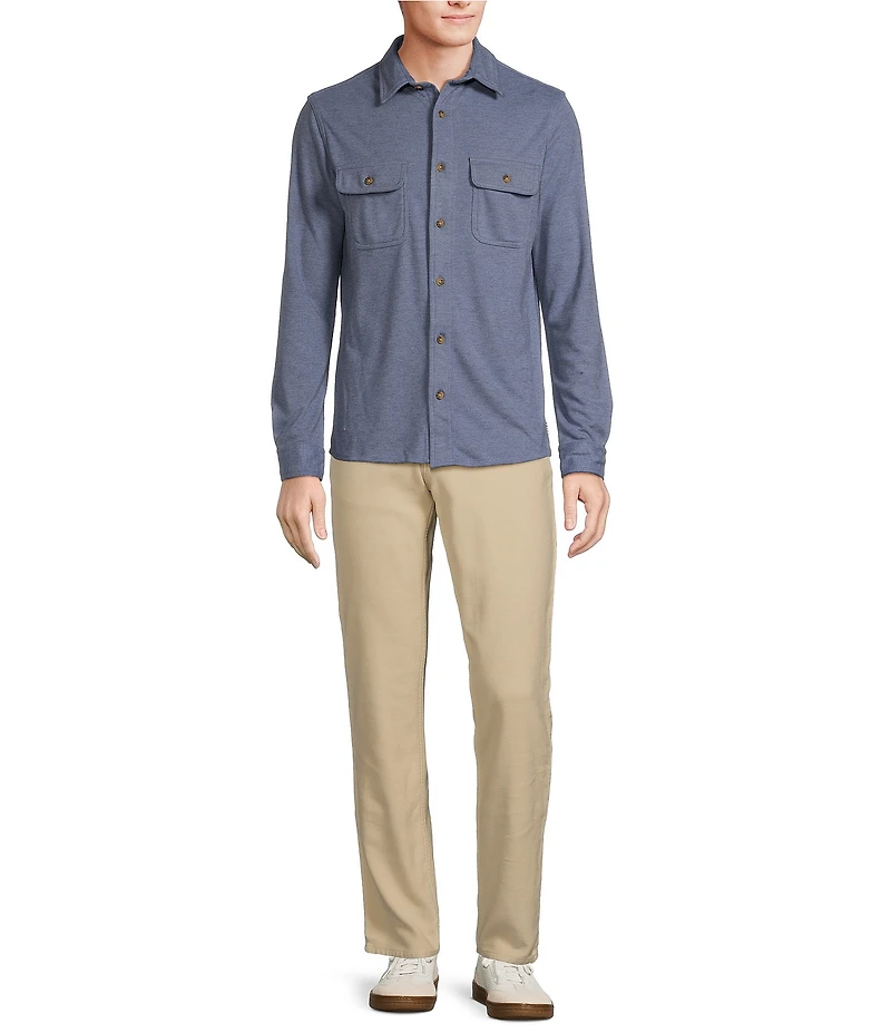 Rowm The Keeper Long Sleeve Solid Jersey Button Down Knit Shirt