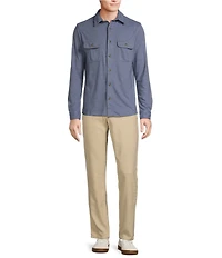 Rowm The Keeper Long Sleeve Solid Jersey Button Down Knit Shirt