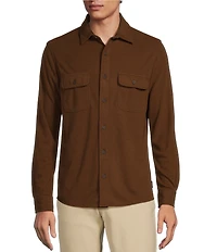 Rowm The Keeper Long Sleeve Solid Jersey Button Down Knit Shirt