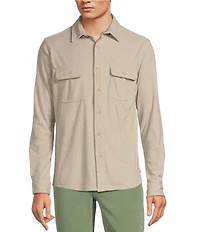 Rowm The Keeper Long Sleeve Solid Jersey Button Down Knit Shirt