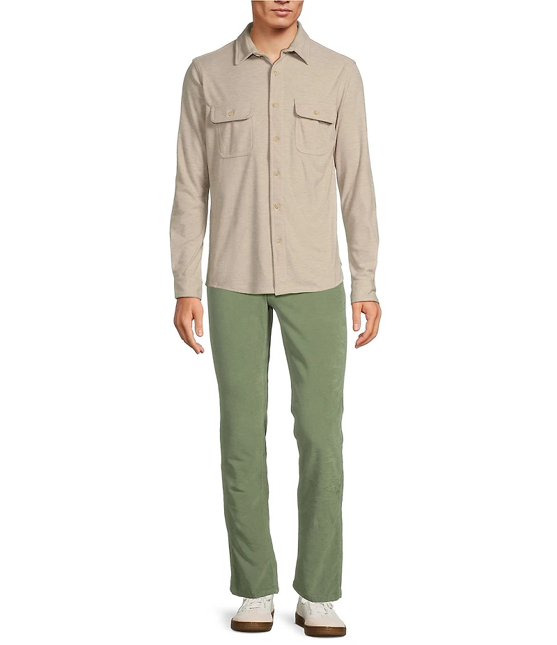 Rowm The Keeper Long Sleeve Solid Jersey Button Down Knit Shirt