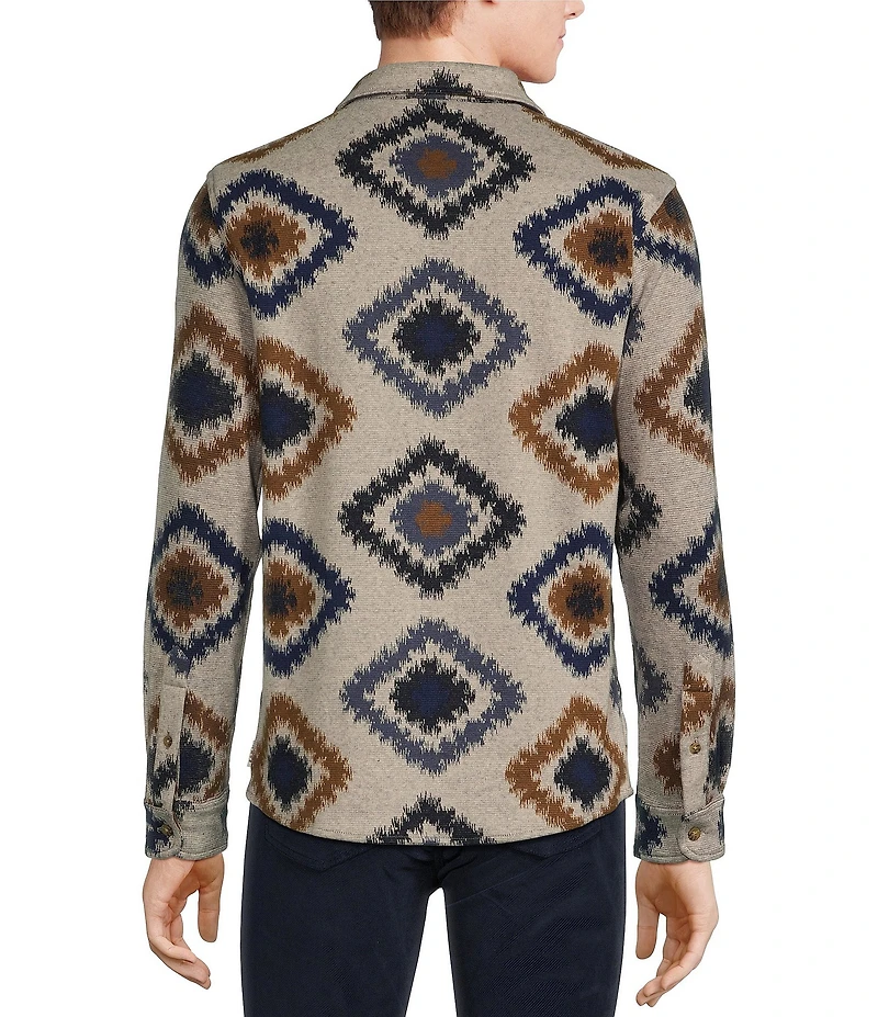 Rowm The Keeper Long Sleeve Southwestern Jacquard Button Down Knit Shirt