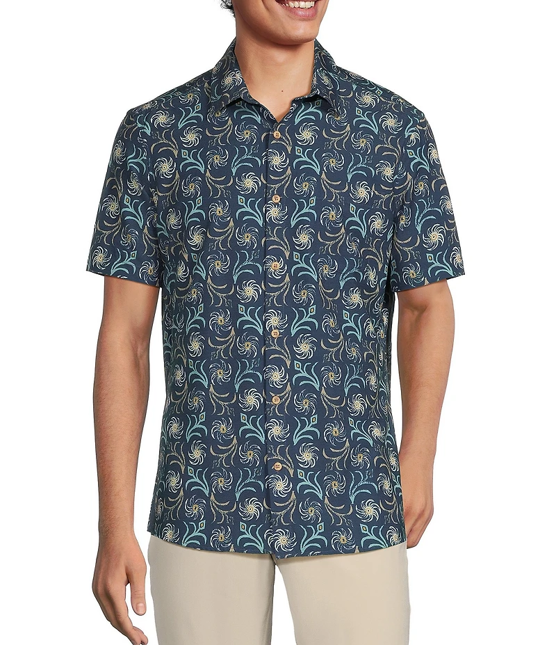Rowm Tourister Rec & Relax Short Sleeve Swirl Print Shirt