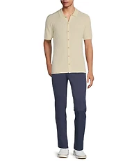 Rowm Tourister Short Sleeve Chunky Twill Sweater Button Front Shirt