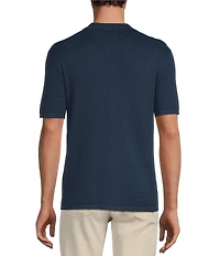 Rowm Tourister Short Sleeve Chunky Twill Sweater Button Front Shirt