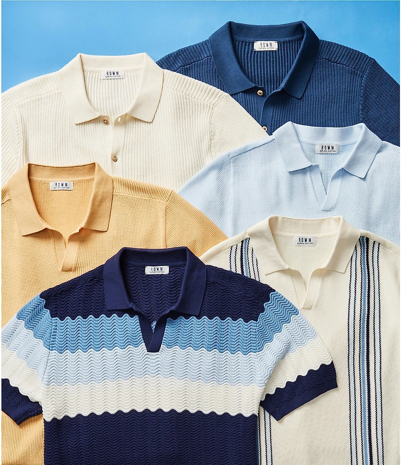 Rowm Tourister Short Sleeve Chunky Twill Sweater Button Front Shirt